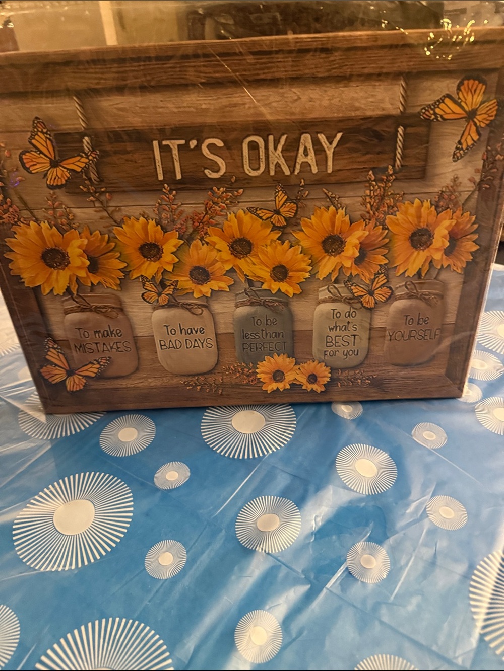 It's Okay Sunflower Wall Art Sign - Rustic Yellow Home Accent